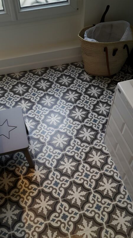 Salle de bain en carreaux de ciment Garden Gris Bleu