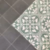 Association de carreaux de ciment Lily vert et carreaux unis
