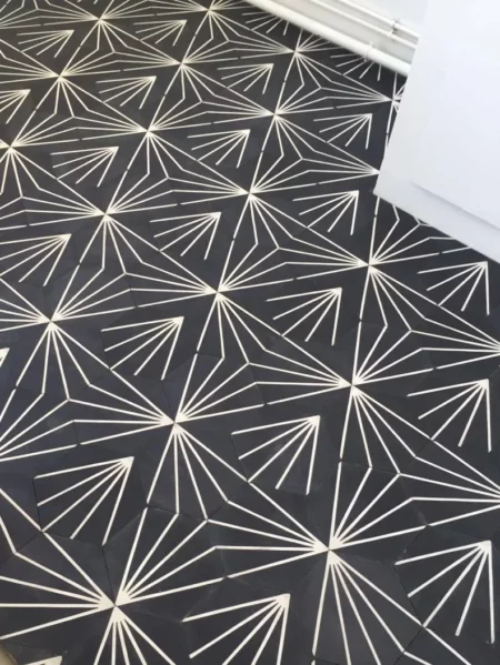 Carreaux de ciment noir et blanc ref Stellaire Noir