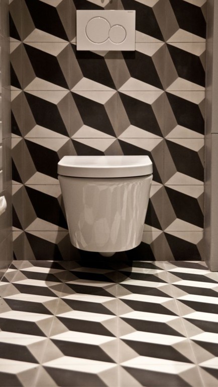réalisation d'une toilette en carreaux de ciment Perspective