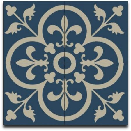 Carreaux de ciment ref Fleuron Bleu par 4