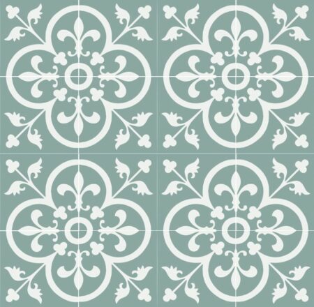 Carreaux de ciment modèle Fleuron vert - 16 carreaux